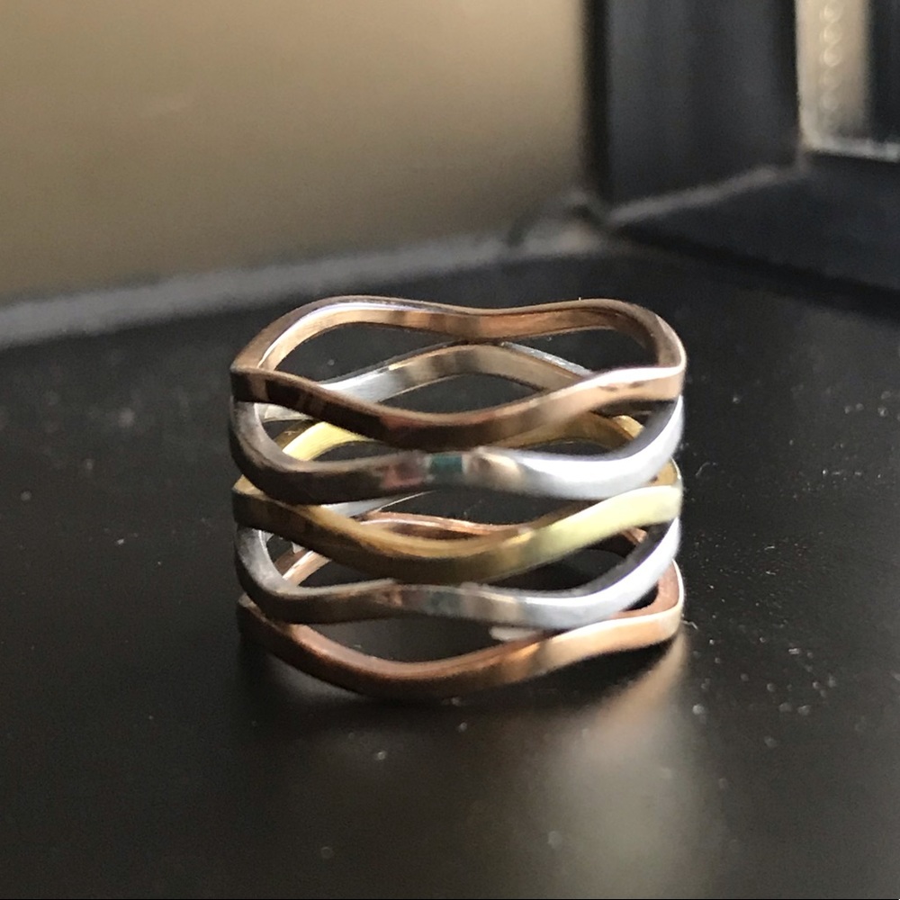 Three toned ribbed ring - Picture 3 of 8